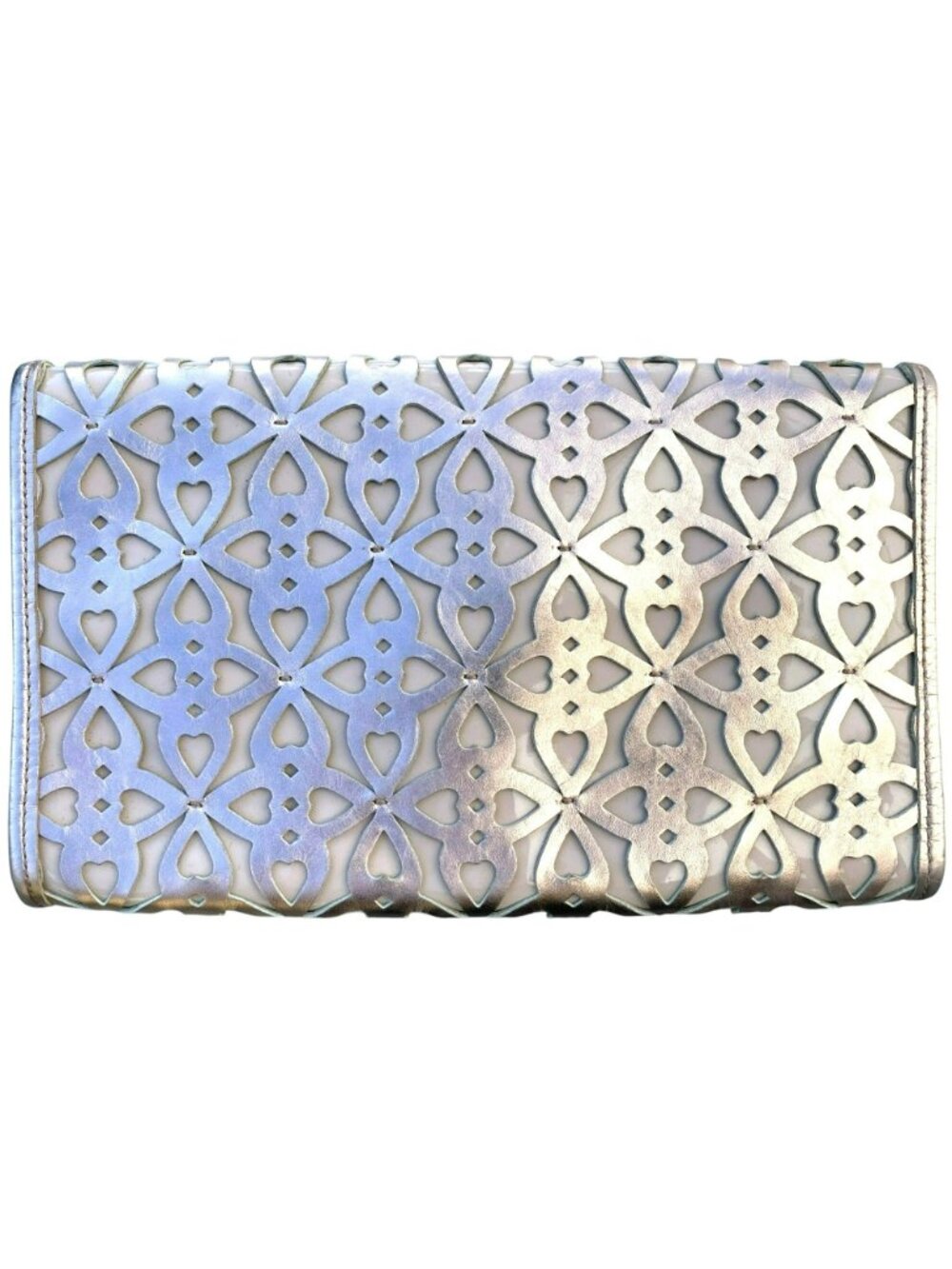 Ted Baker Pink Leather Envelope Clutch Rose Gold Hardware French Bulldog Lining - Picture 2 of 9